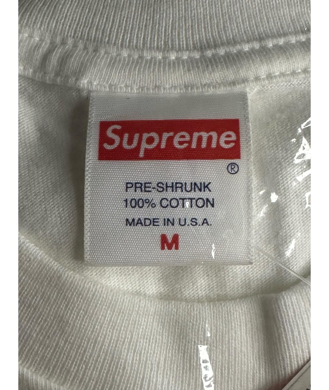 SUPREME Белая хлопковая футболка, фото 4