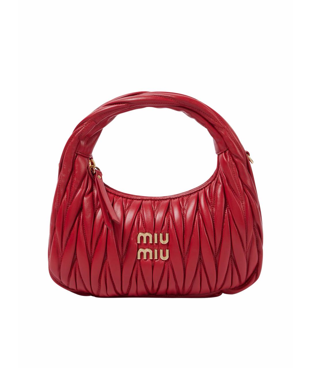 MIU MIU Красная кожаная сумка с короткими ручками, фото 1