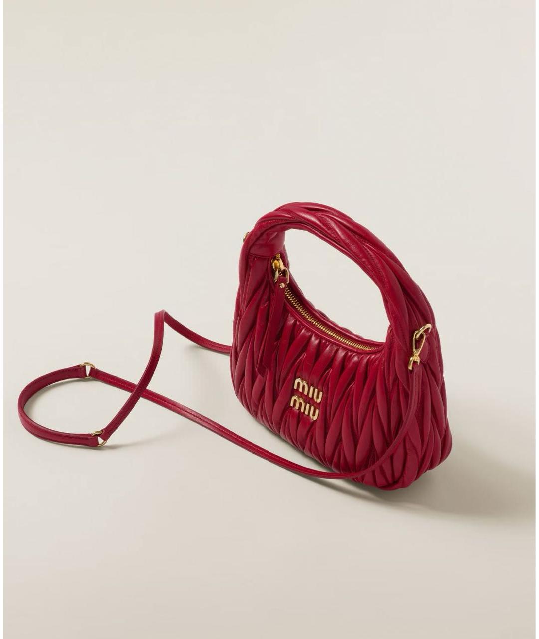 MIU MIU Красная кожаная сумка с короткими ручками, фото 8