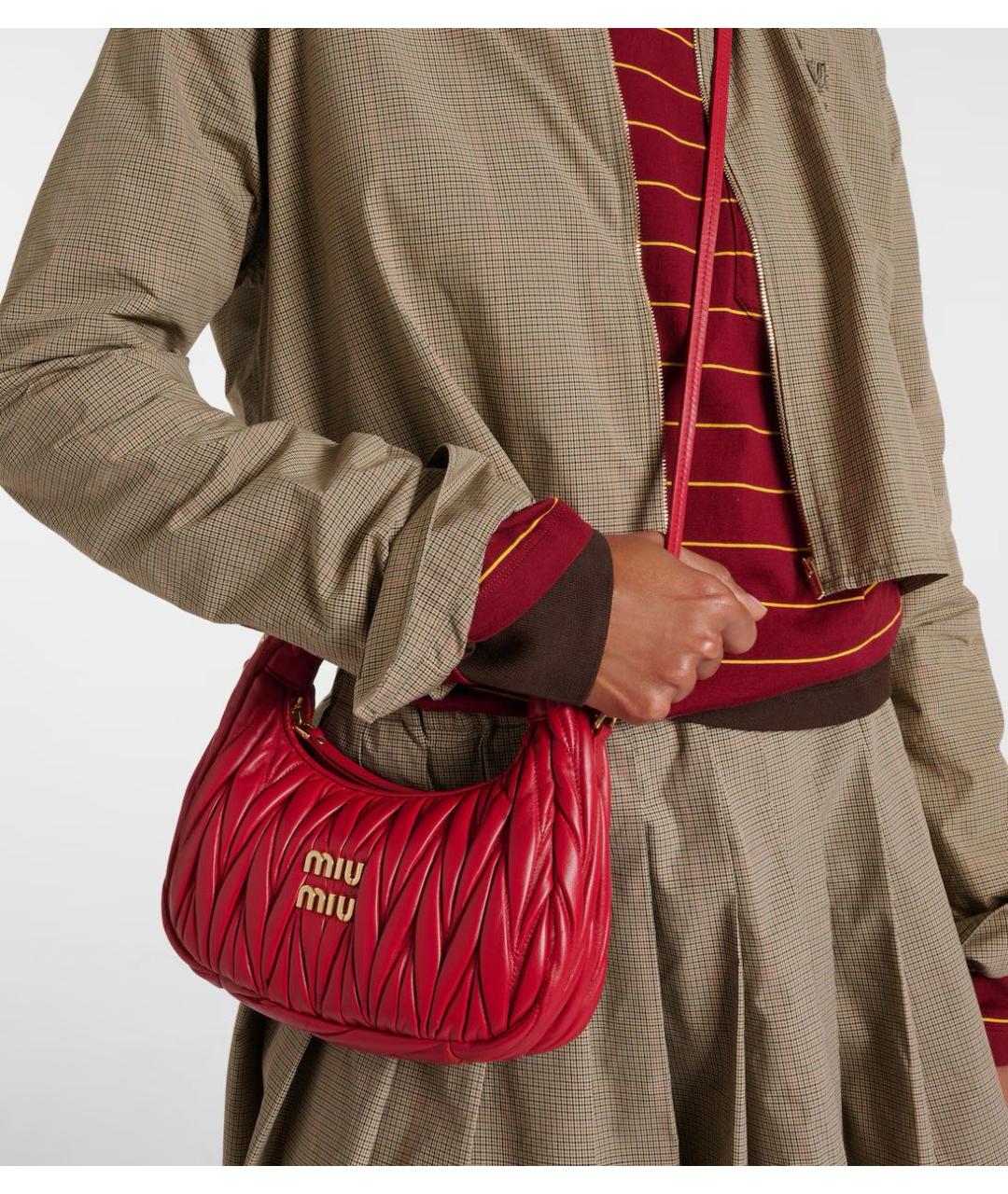 MIU MIU Красная кожаная сумка с короткими ручками, фото 6