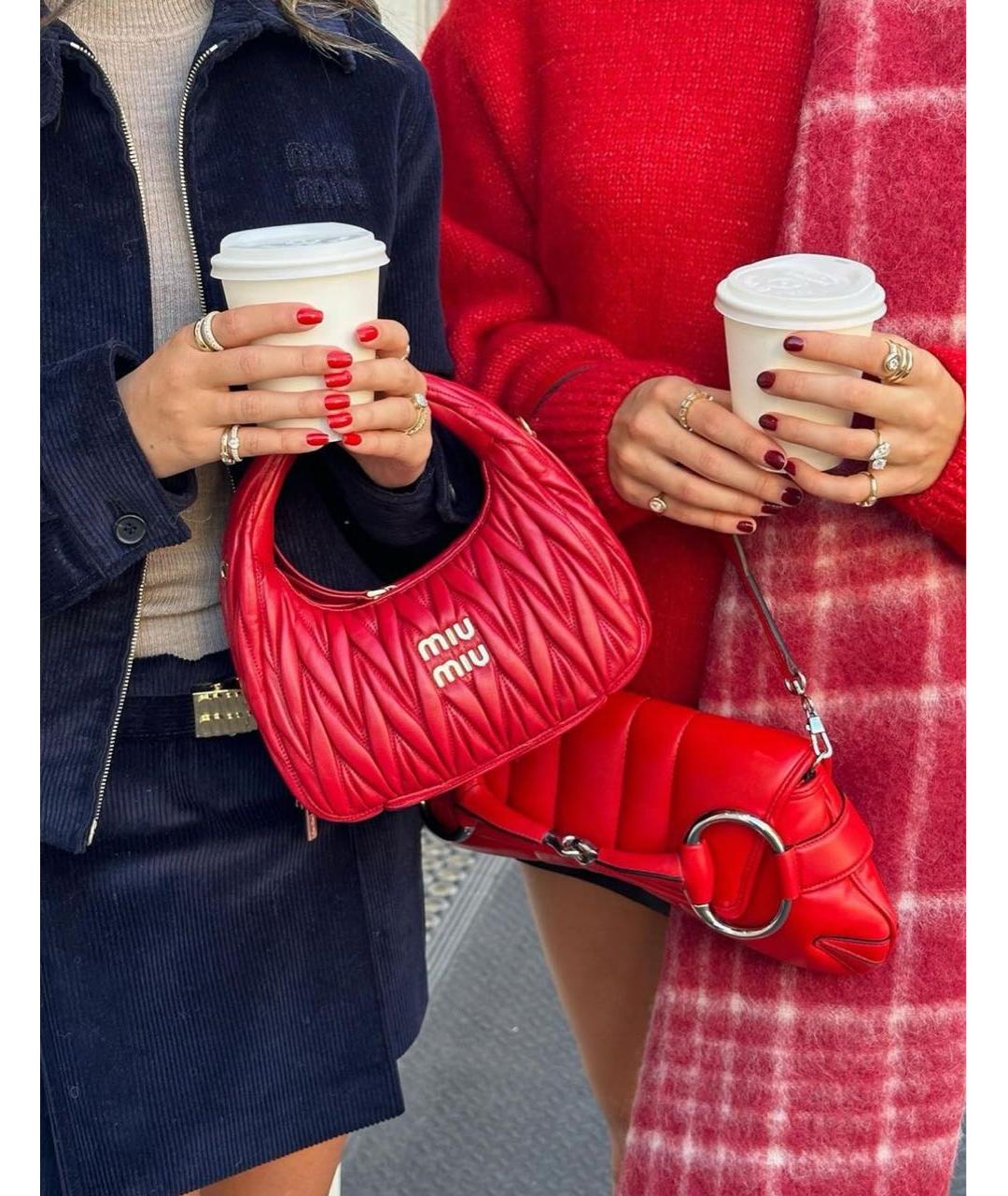 MIU MIU Красная кожаная сумка с короткими ручками, фото 5