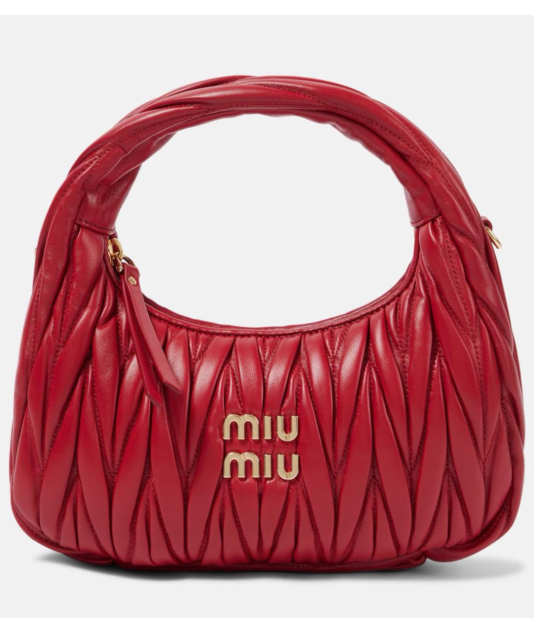 MIU MIU Красная кожаная сумка с короткими ручками, фото 9