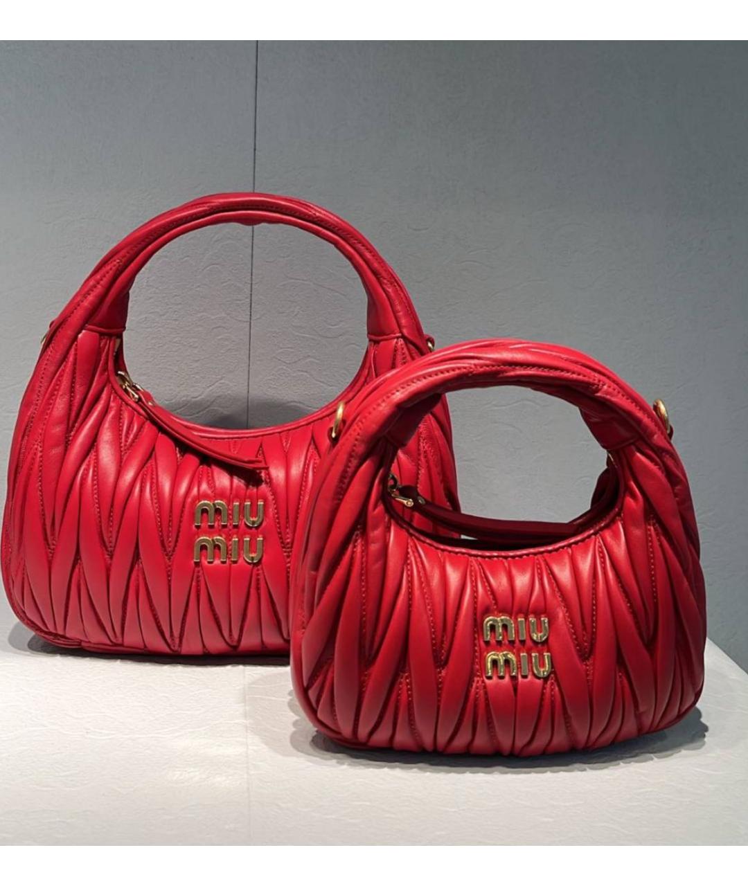 MIU MIU Красная кожаная сумка с короткими ручками, фото 2