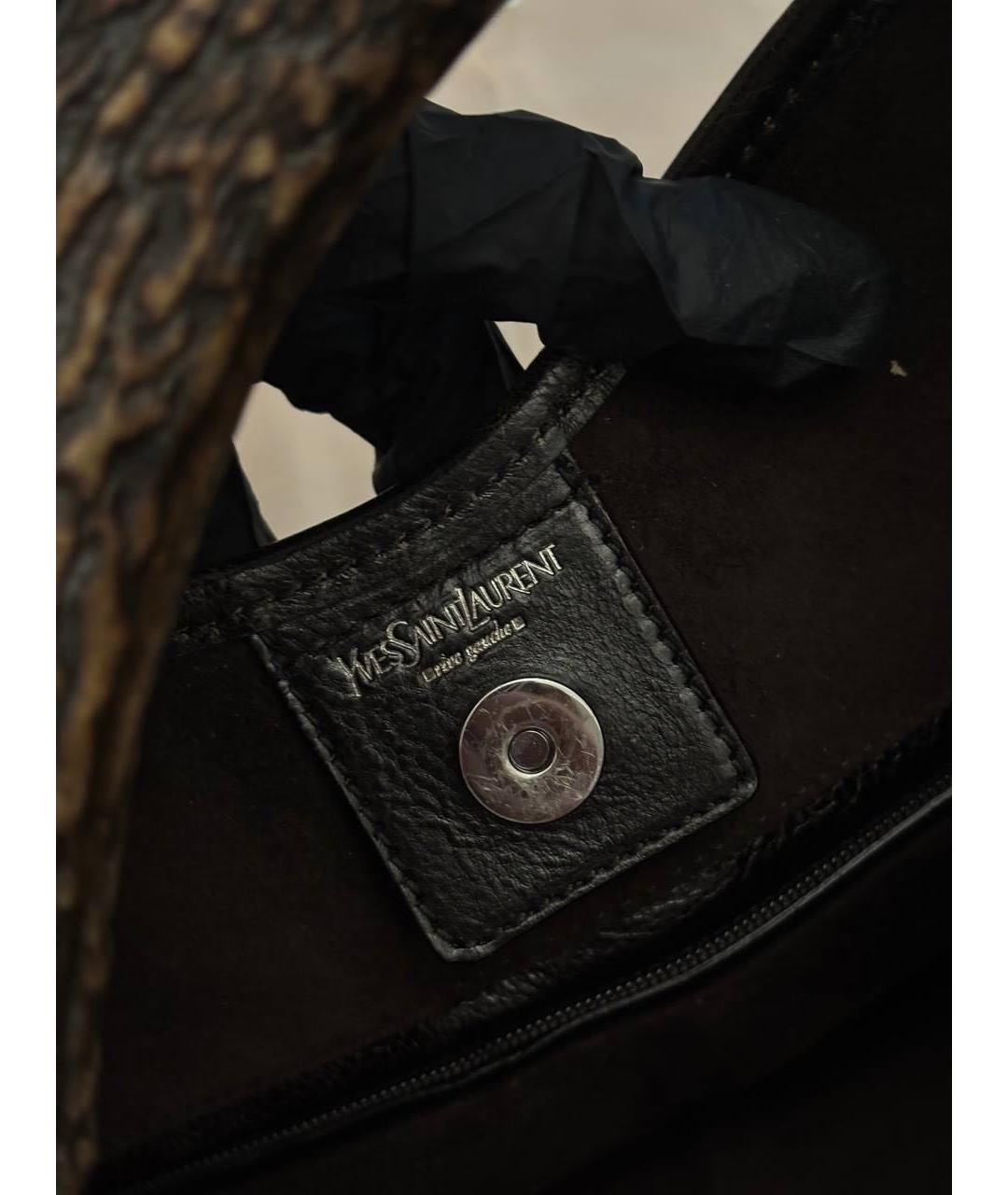 SAINT LAURENT Черная кожаная сумка с короткими ручками, фото 4