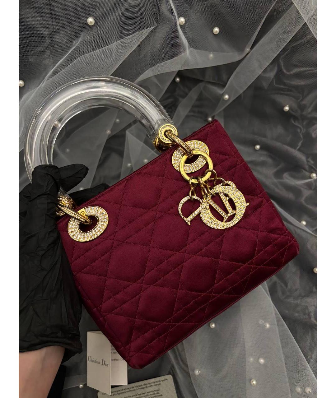 CHRISTIAN DIOR Коралловая тканевая сумка с короткими ручками, фото 2