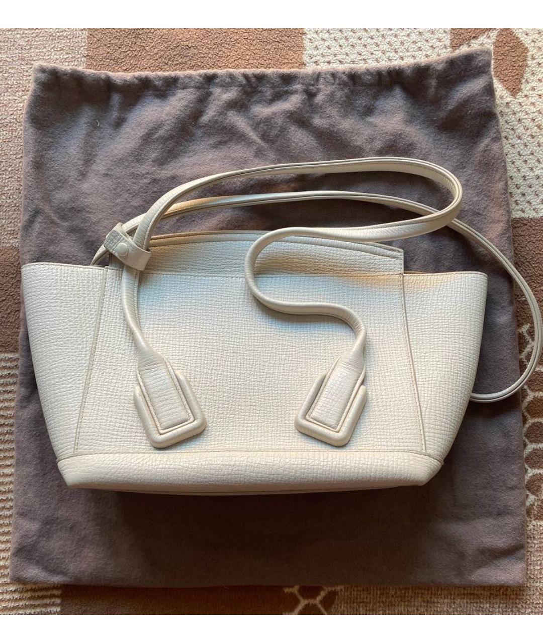 BOTTEGA VENETA Белая кожаная сумка через плечо, фото 2