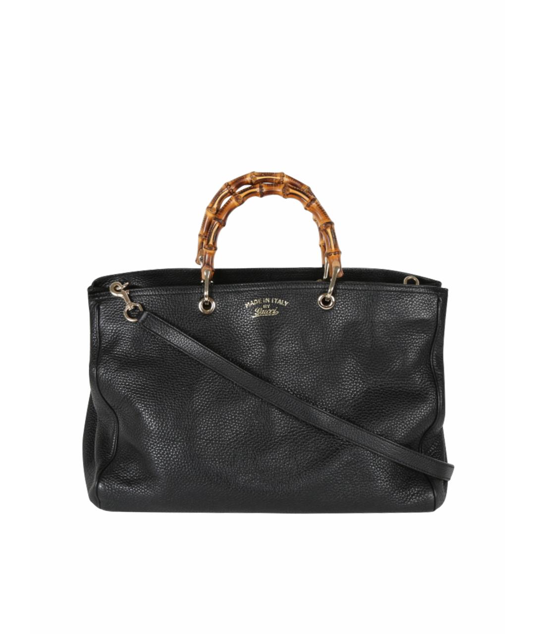 GUCCI Черная кожаная сумка тоут, фото 1