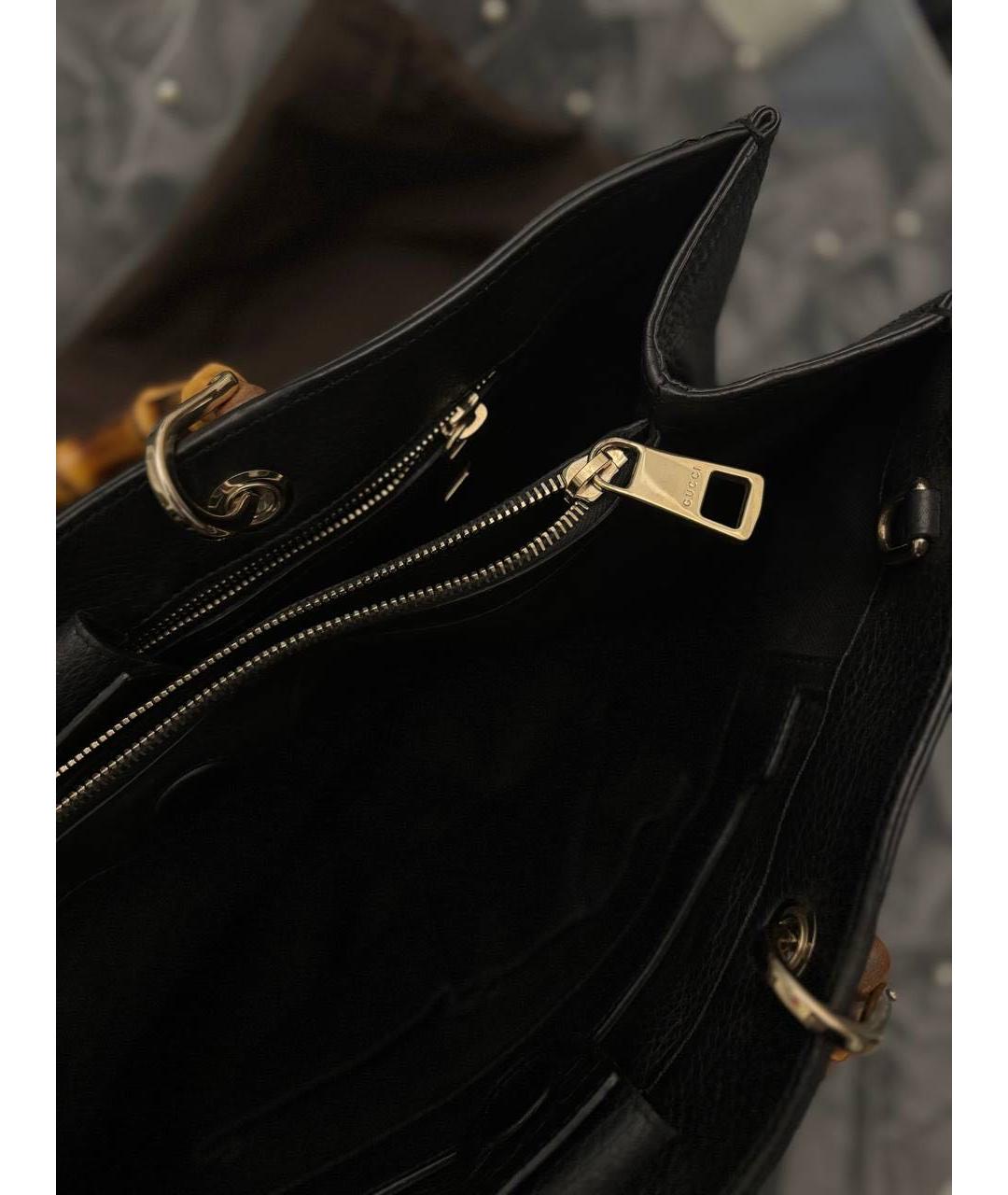 GUCCI Черная кожаная сумка тоут, фото 8