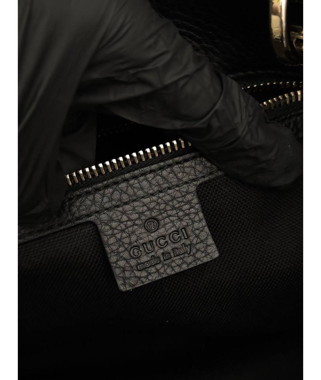 GUCCI Черная кожаная сумка тоут, фото 3