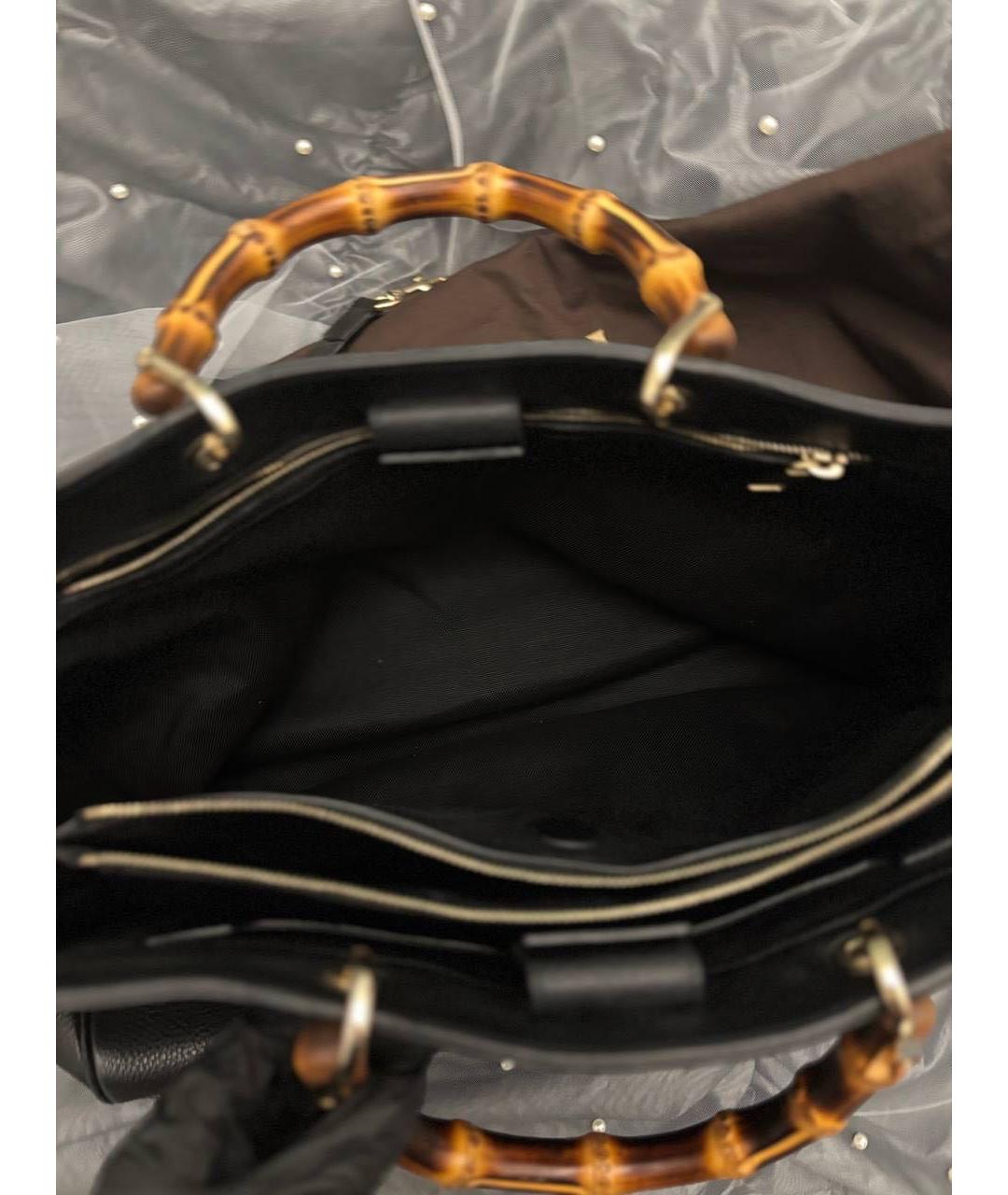 GUCCI Черная кожаная сумка тоут, фото 7