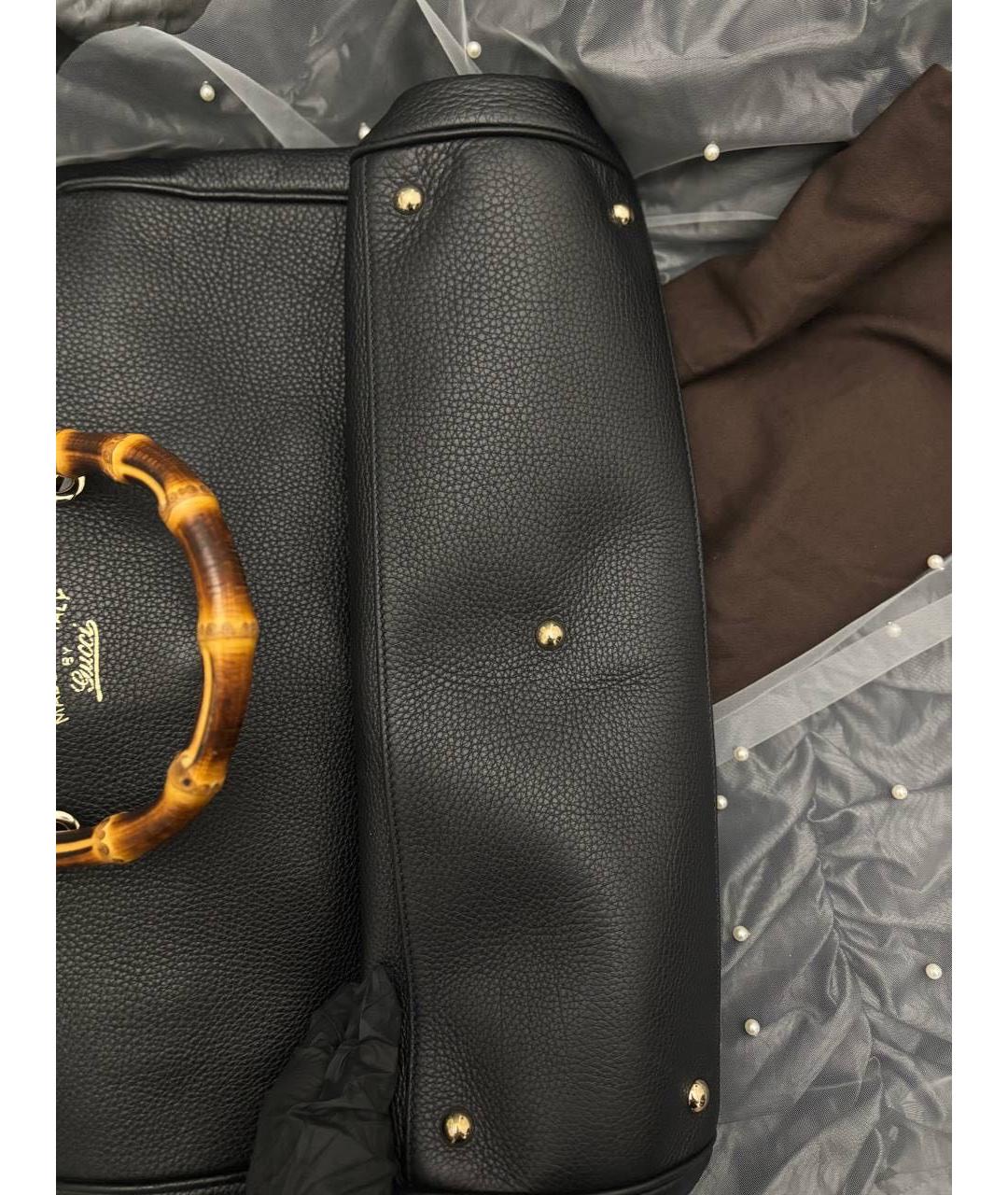 GUCCI Черная кожаная сумка тоут, фото 6