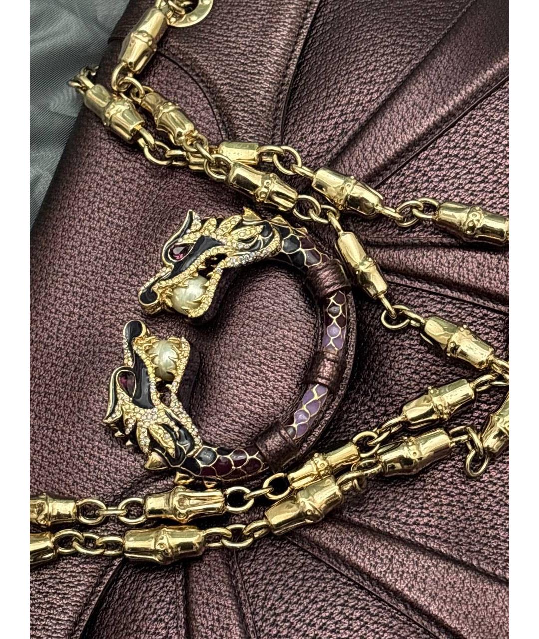 GUCCI Фиолетовая кожаная сумка с короткими ручками, фото 4