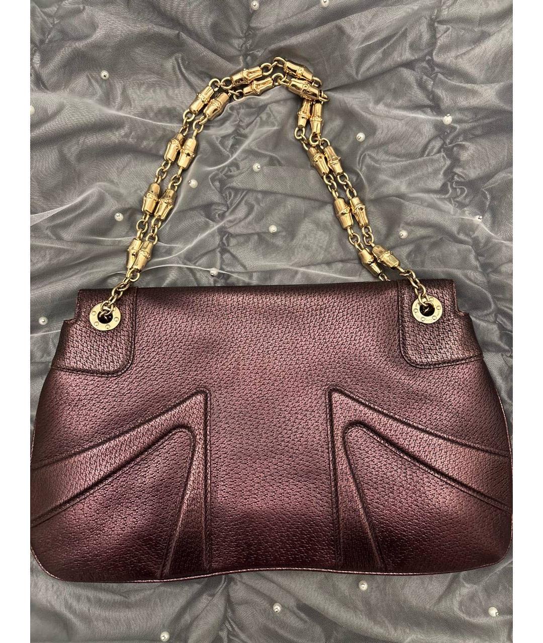 GUCCI Фиолетовая кожаная сумка с короткими ручками, фото 3