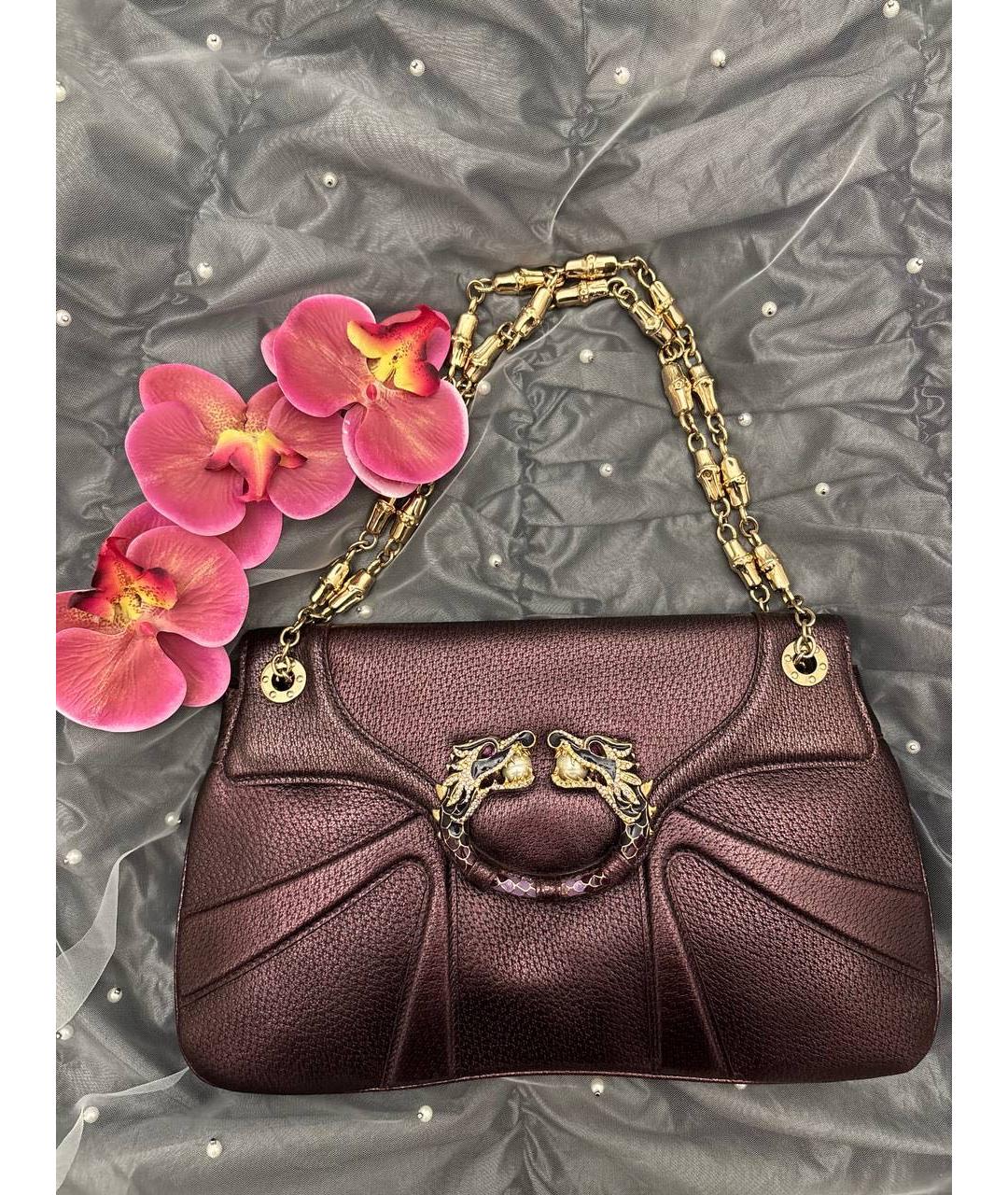 GUCCI Фиолетовая кожаная сумка с короткими ручками, фото 6