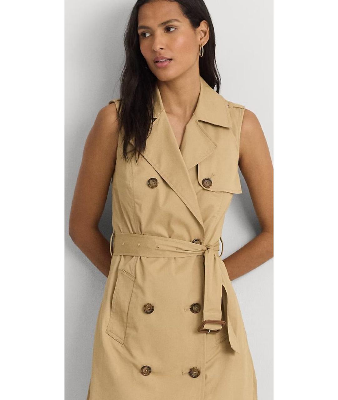 RALPH LAUREN Бежевое хлопковое повседневное платье, фото 5