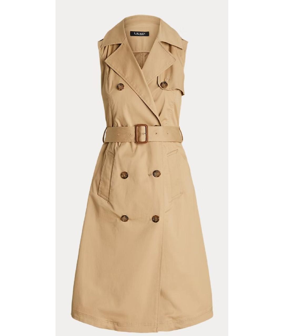 RALPH LAUREN Бежевое хлопковое повседневное платье, фото 9