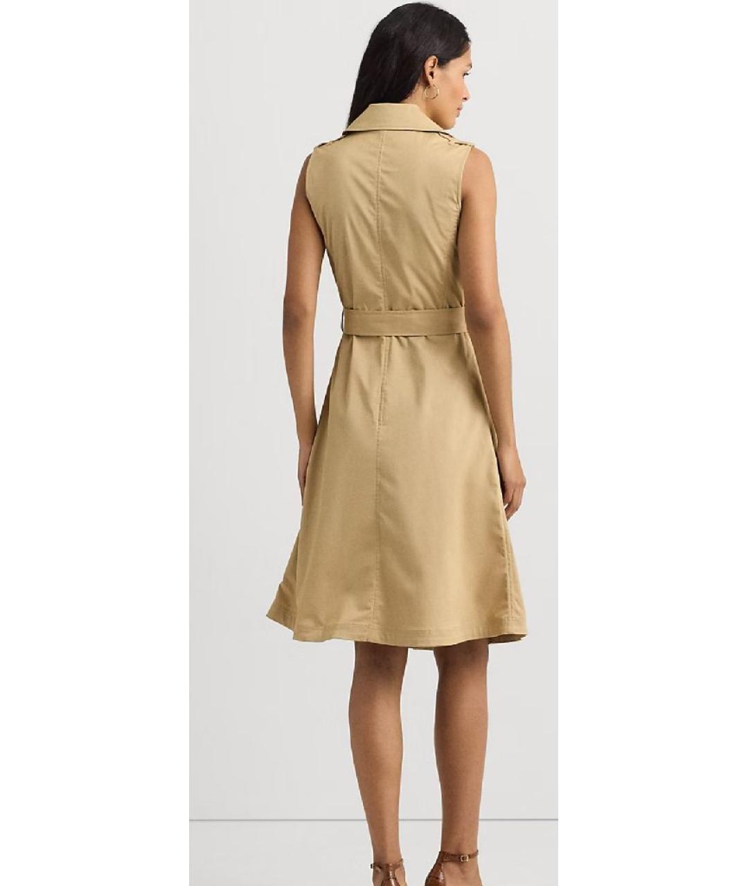 RALPH LAUREN Бежевое хлопковое повседневное платье, фото 3
