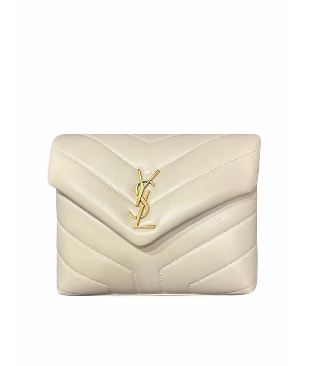 SAINT LAURENT Бежевая кожаная сумка через плечо, фото 1