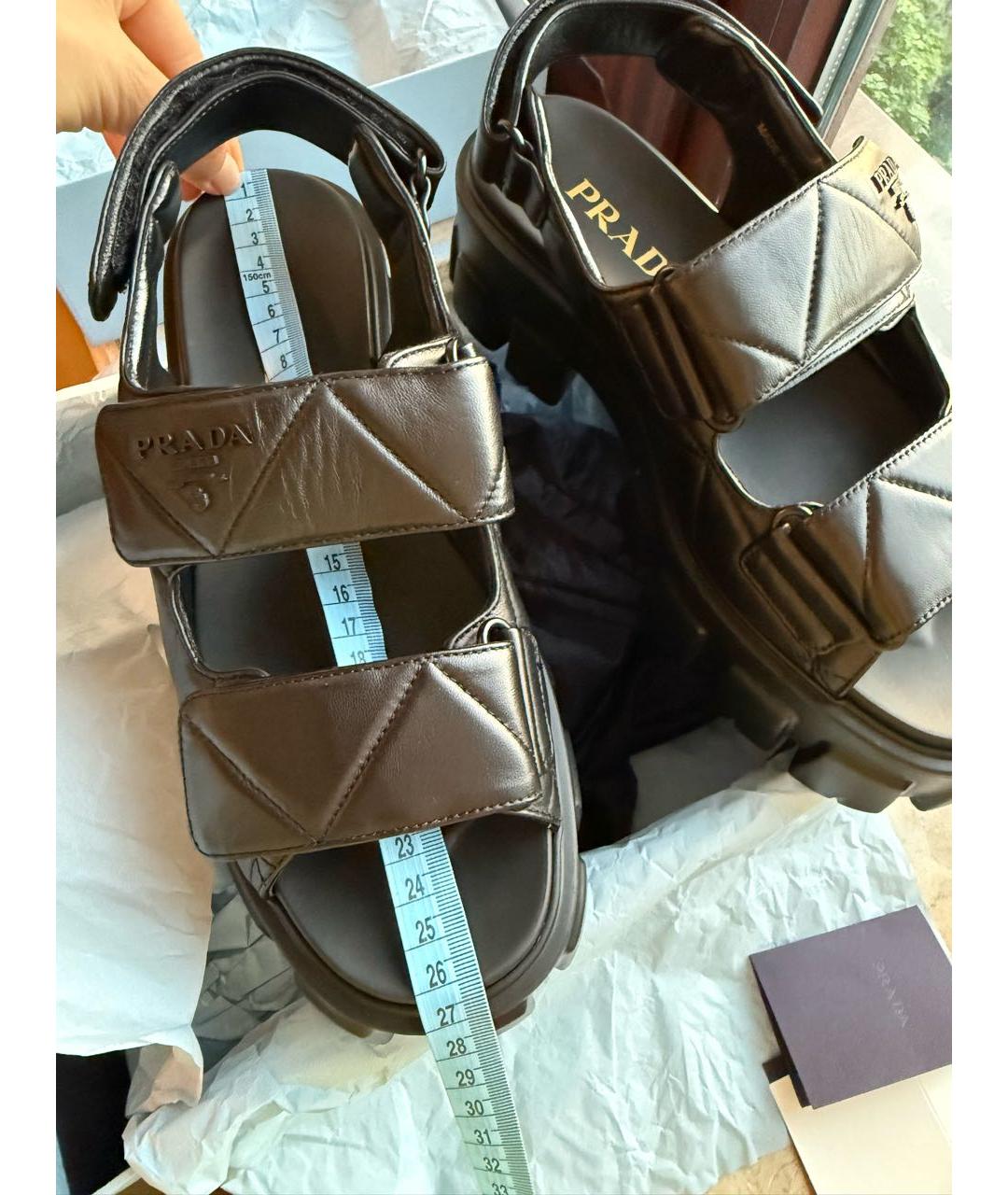 PRADA Черные кожаные сандалии, фото 6