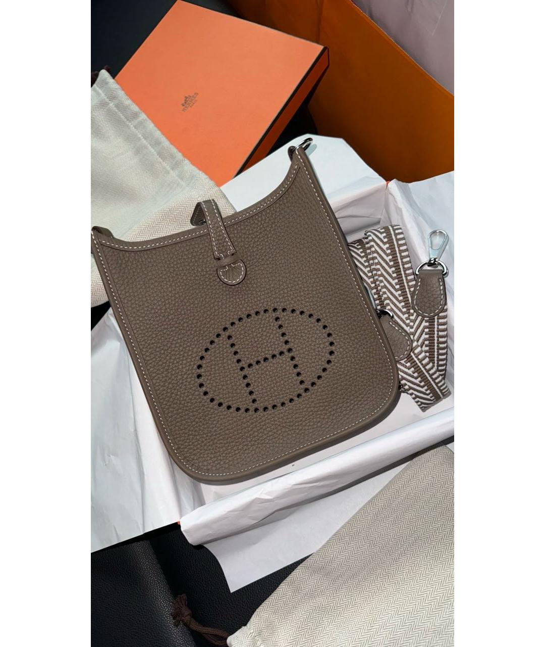 HERMES Коричневая кожаная сумка через плечо, фото 4