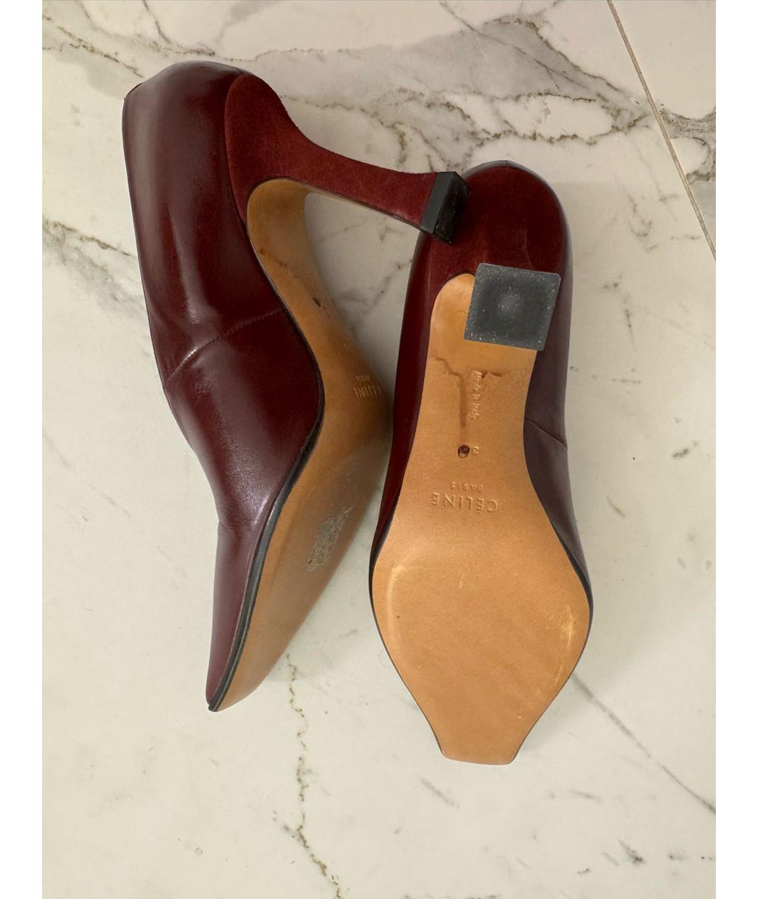CELINE Бордовые кожаные туфли, фото 4