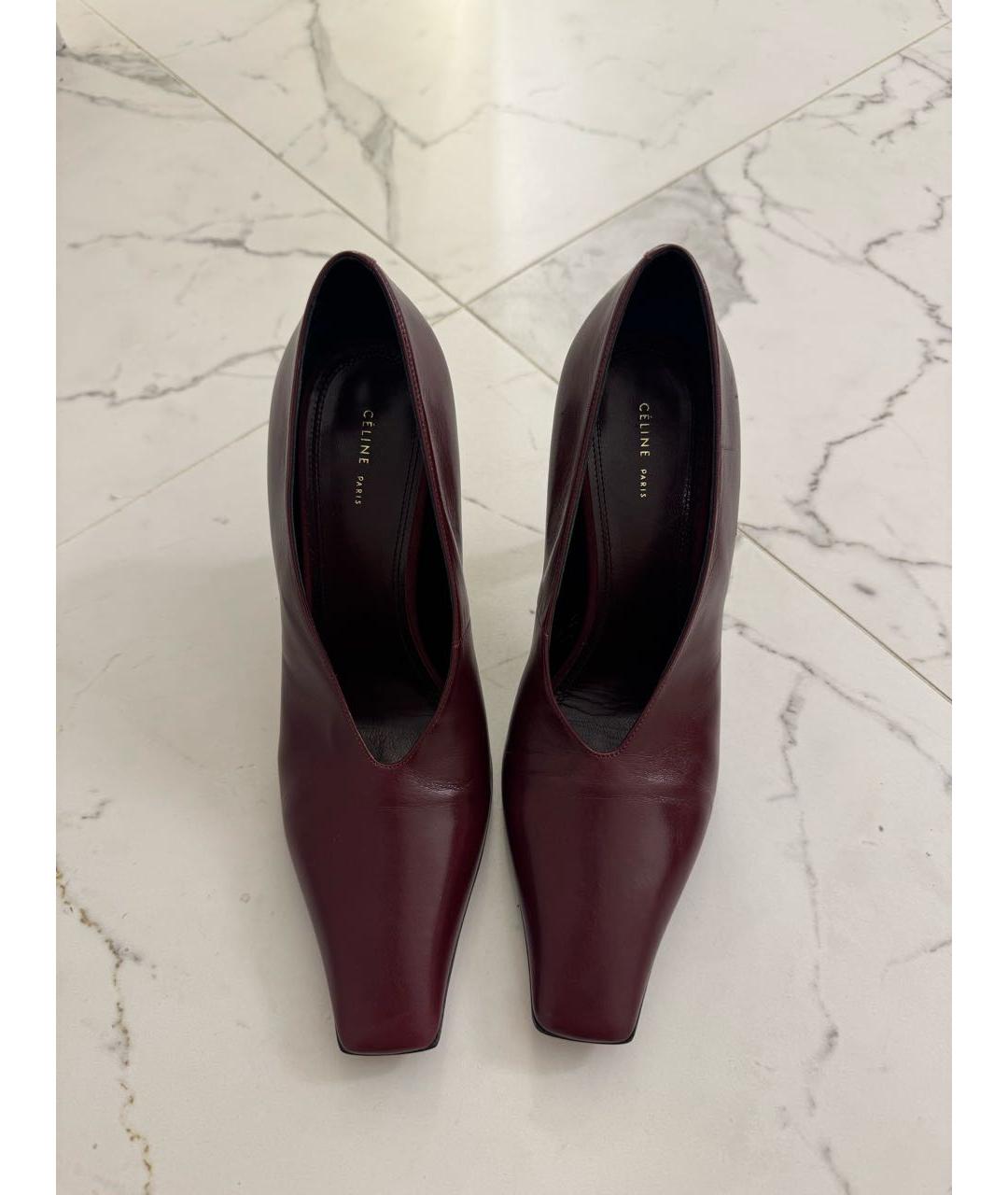 CELINE Бордовые кожаные туфли, фото 2