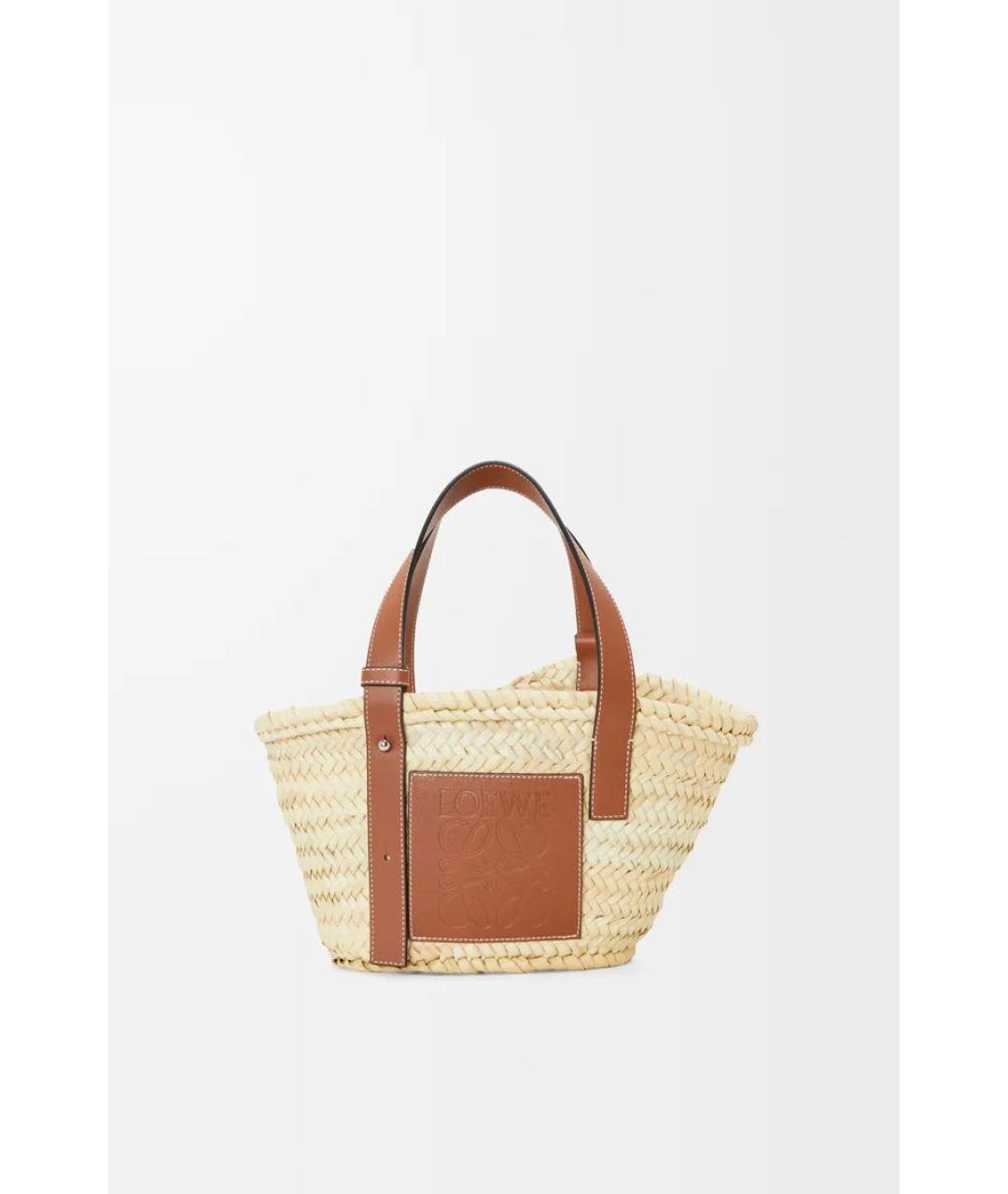LOEWE Бежевая пелетеная пляжная сумка, фото 6