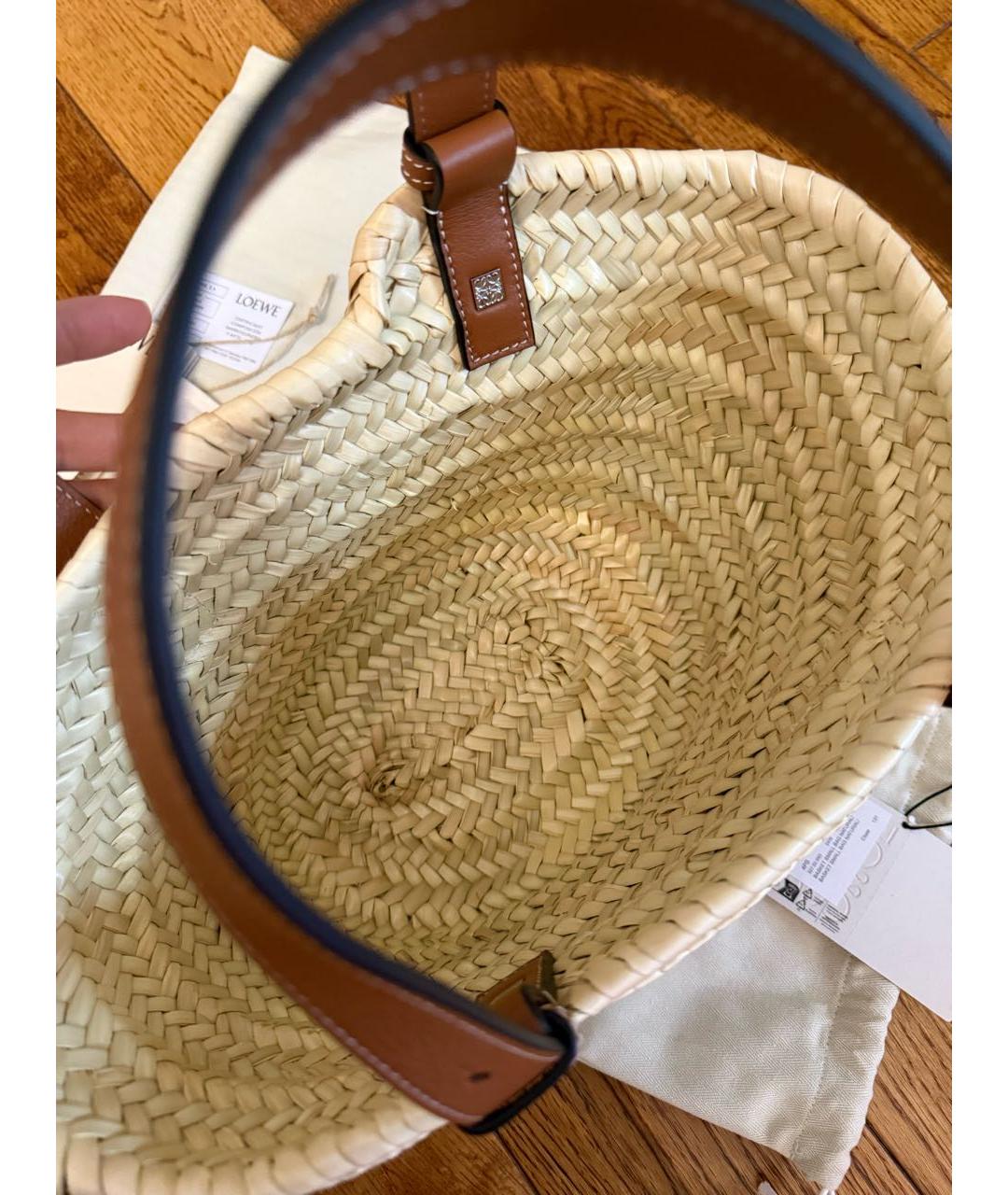 LOEWE Бежевая пелетеная пляжная сумка, фото 5