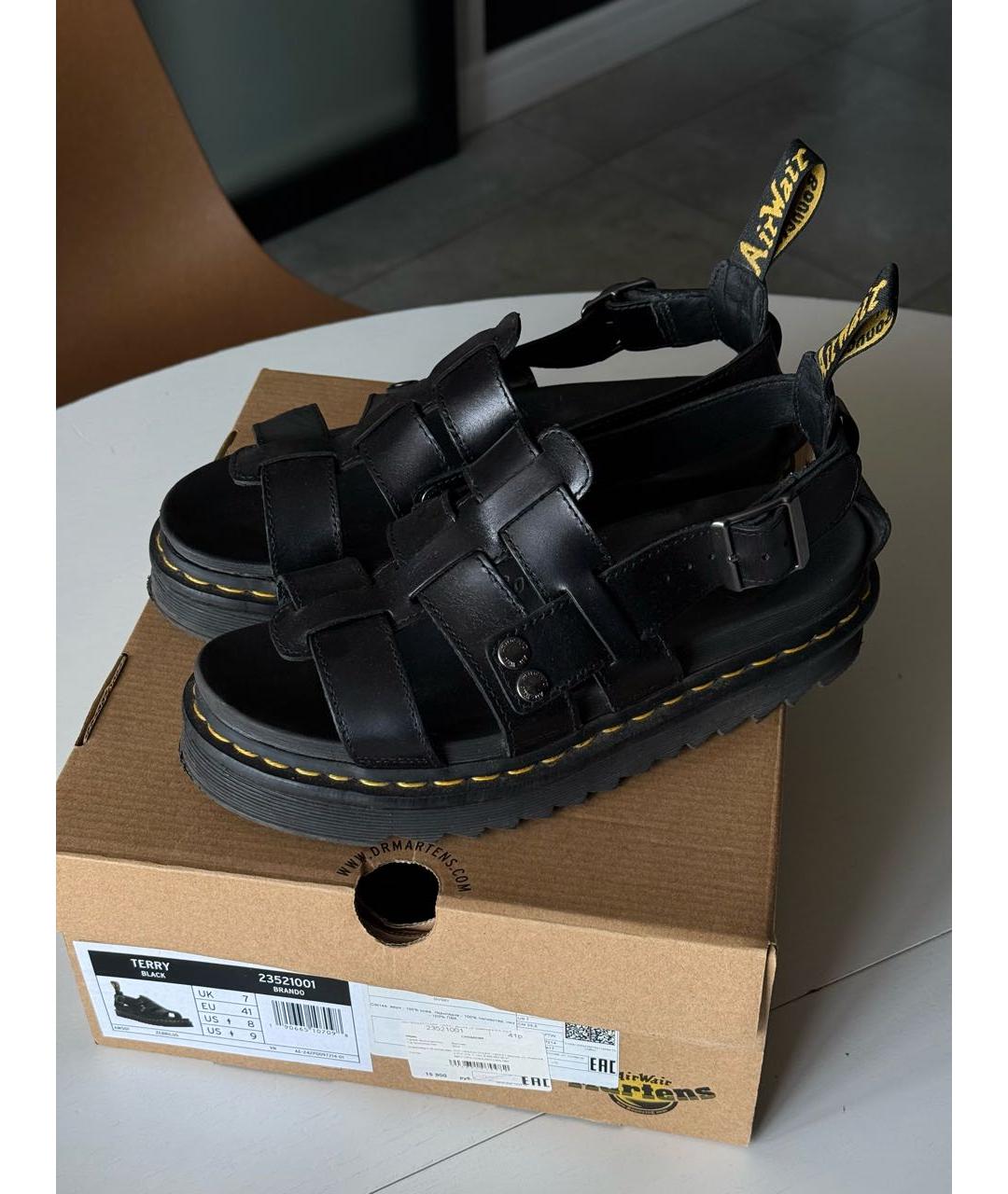 DR. MARTENS Черные кожаные сандалии, фото 6