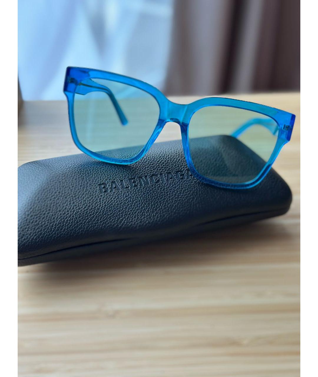 BALENCIAGA Голубые пластиковые солнцезащитные очки, фото 2
