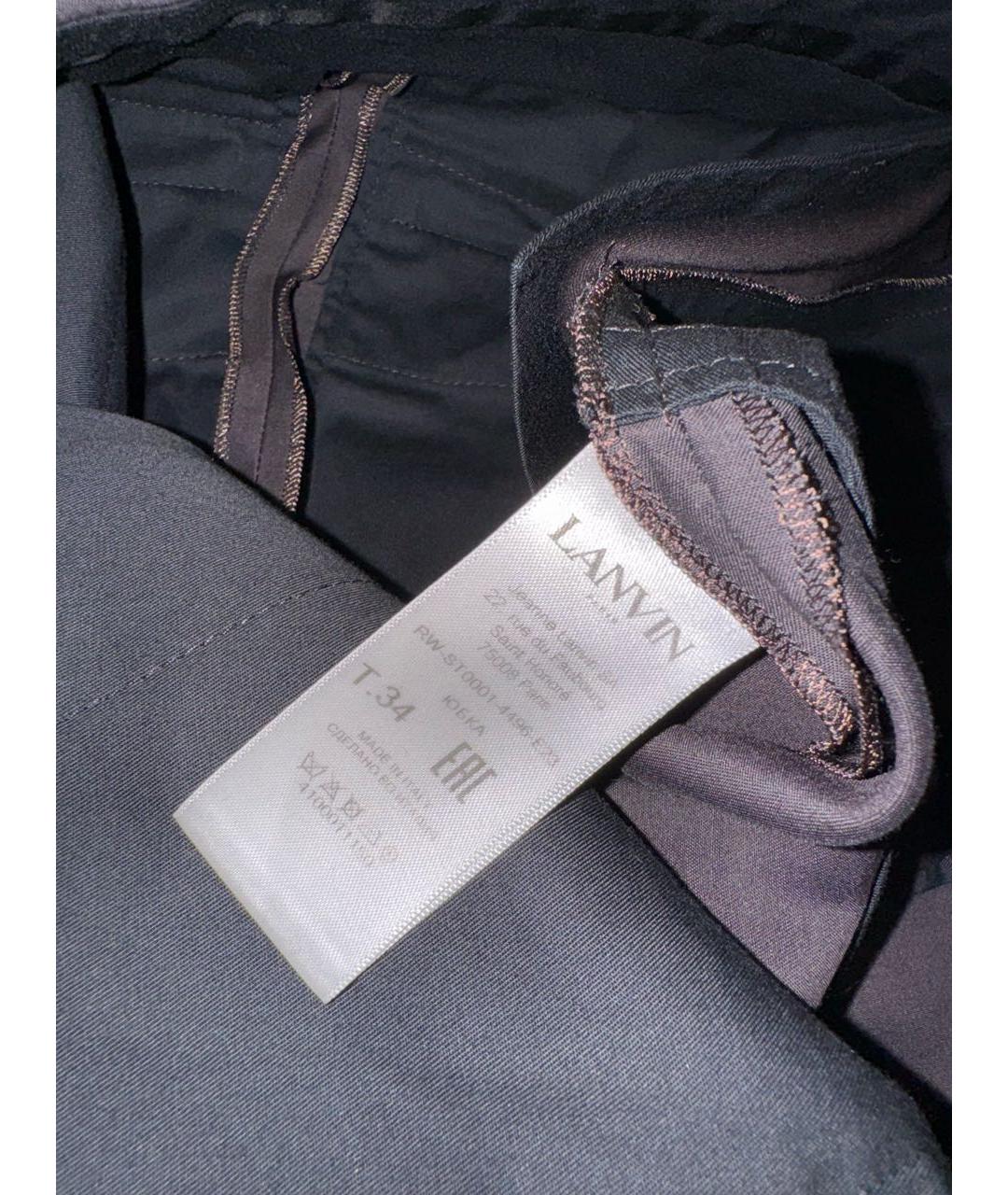 LANVIN Темно-синяя шерстяная юбка макси, фото 3