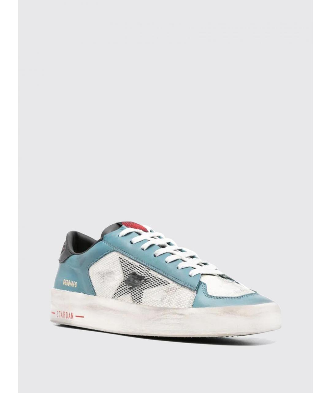 GOLDEN GOOSE DELUXE BRAND Голубые кожаные низкие кроссовки / кеды, фото 2