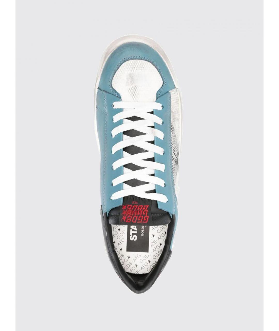 GOLDEN GOOSE DELUXE BRAND Голубые кожаные низкие кроссовки / кеды, фото 4
