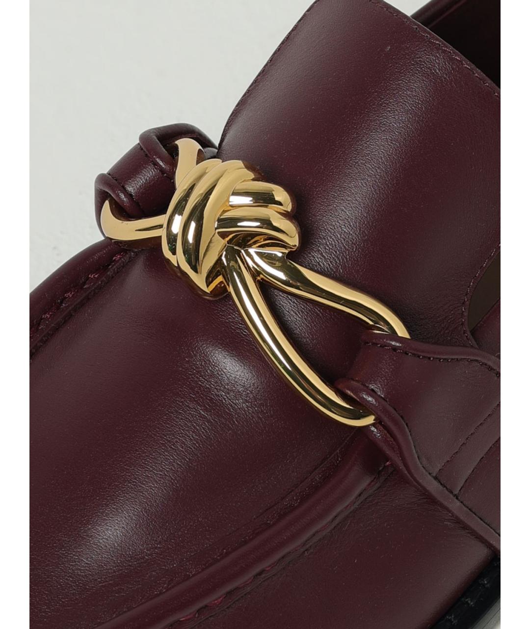 BOTTEGA VENETA Бордовые кожаные лоферы, фото 4
