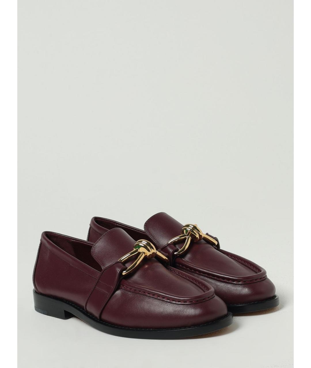 BOTTEGA VENETA Бордовые кожаные лоферы, фото 2