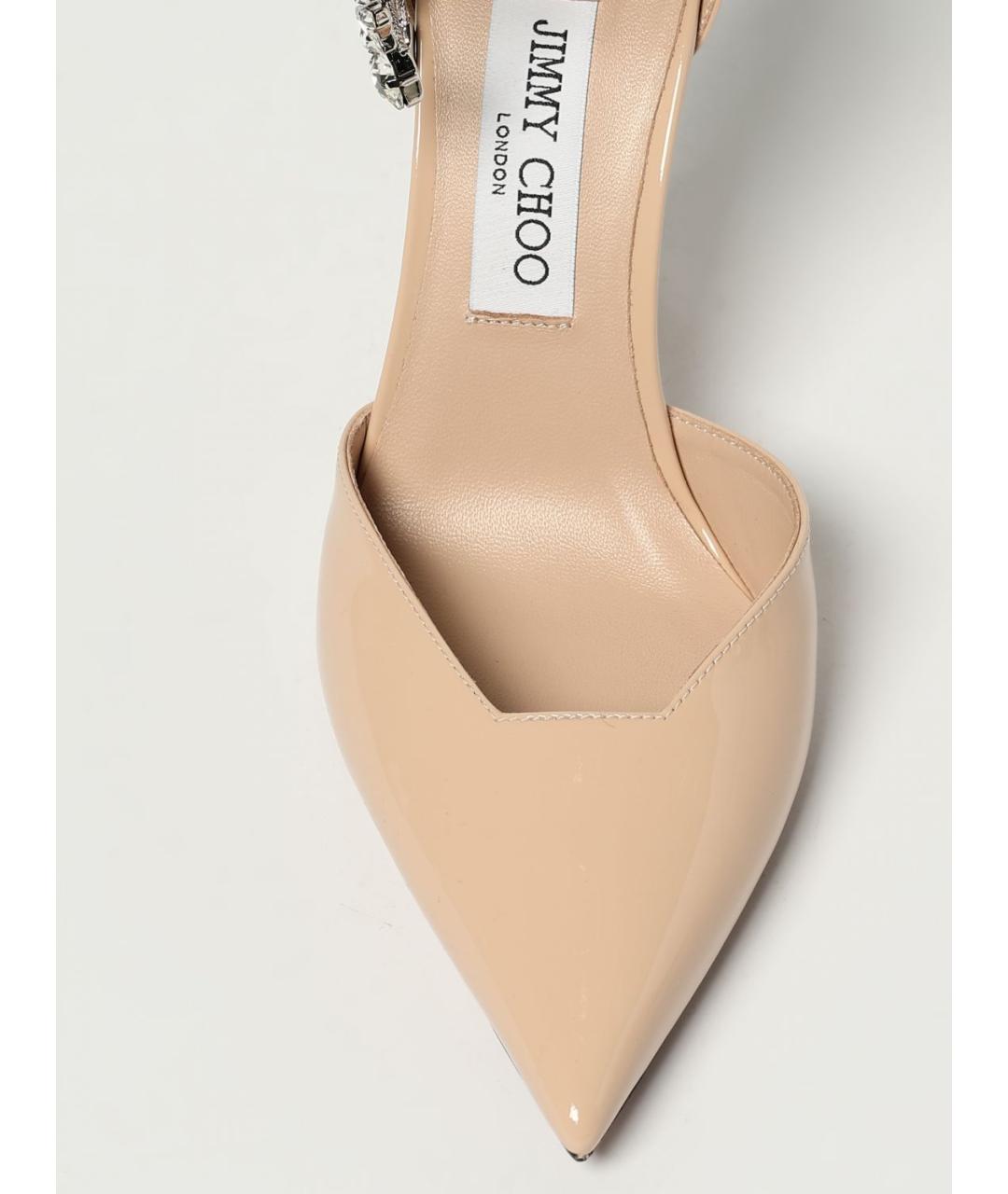 JIMMY CHOO Бежевые туфли из лакированной кожи, фото 4