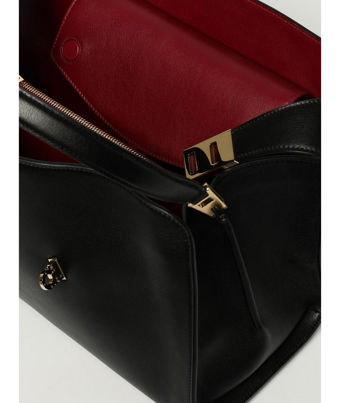 FERRAGAMO Черная кожаная сумка тоут, фото 5