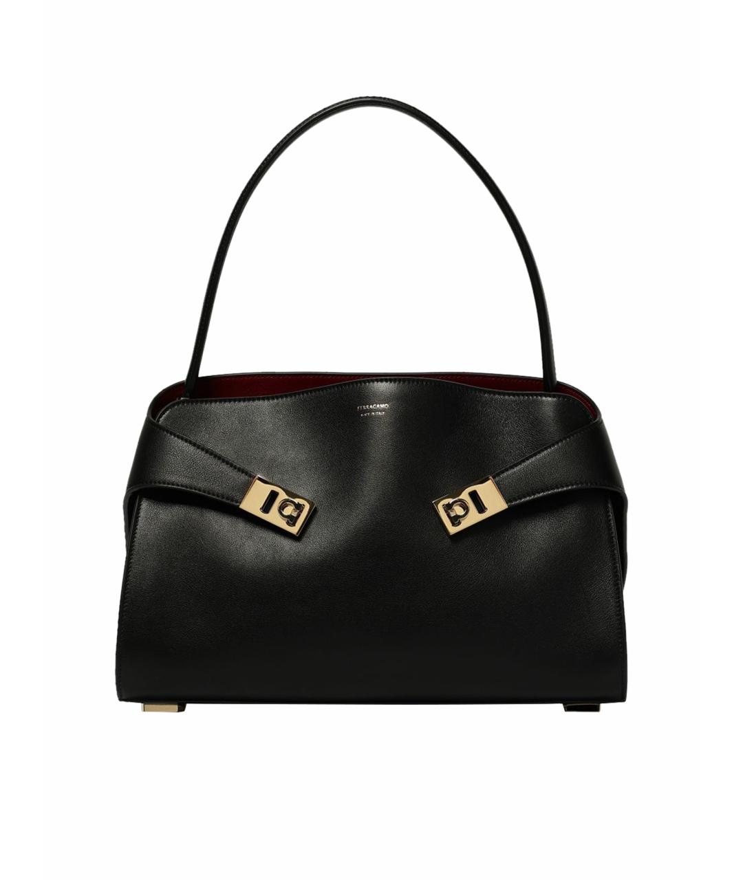 FERRAGAMO Черная кожаная сумка тоут, фото 1