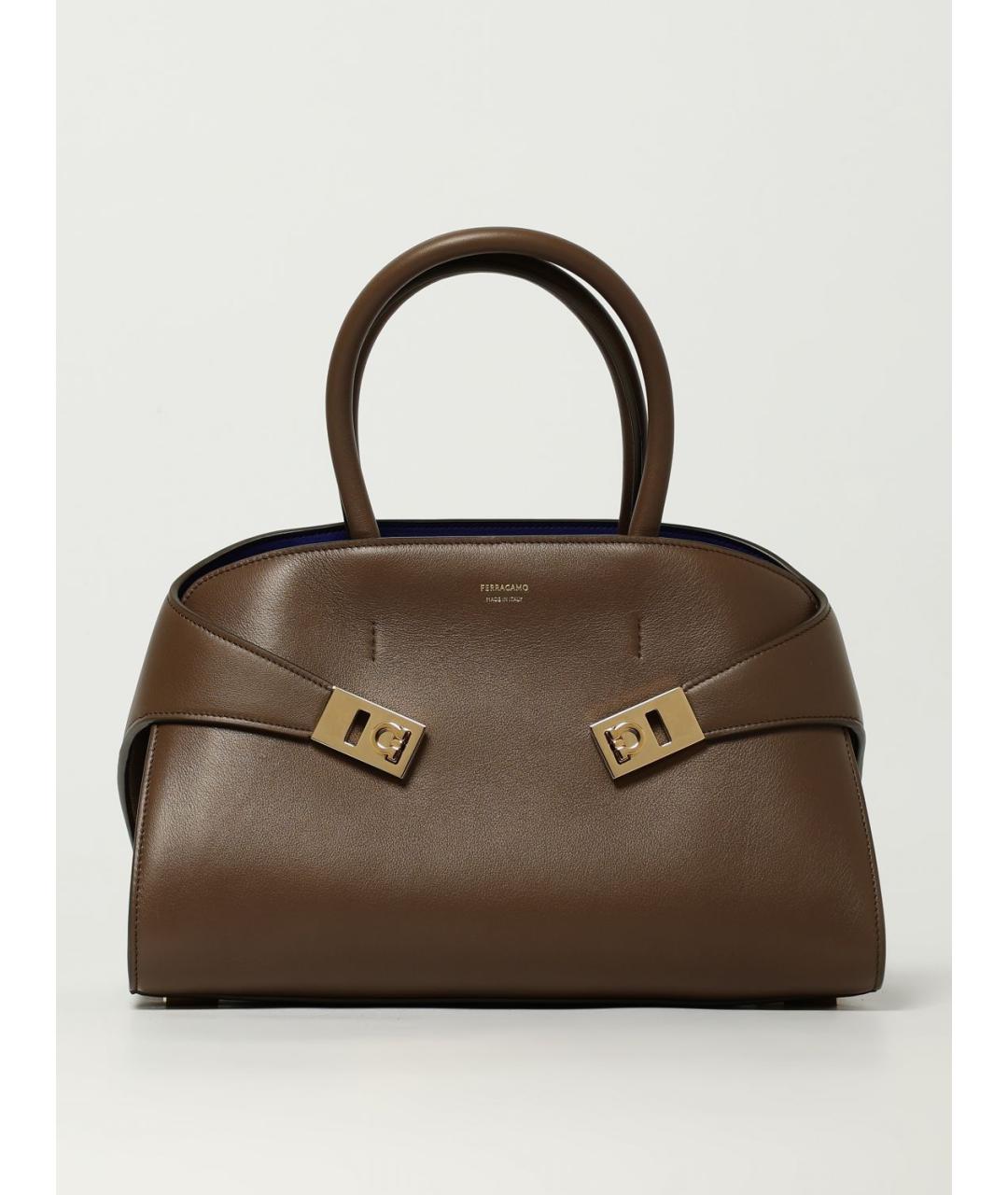 FERRAGAMO Коричневая кожаная сумка тоут, фото 6