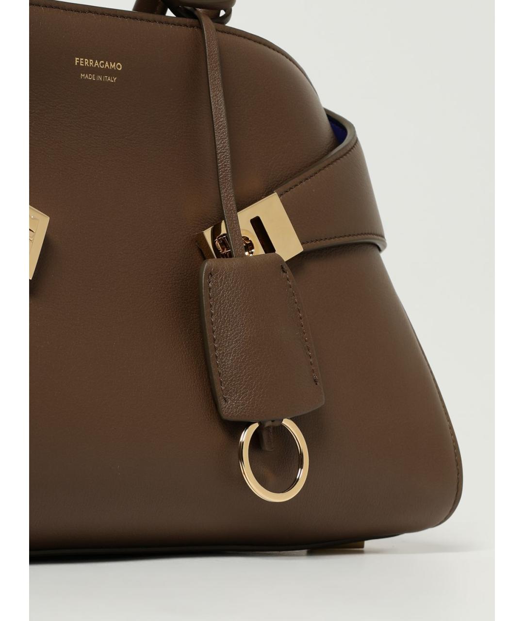 FERRAGAMO Коричневая кожаная сумка тоут, фото 4