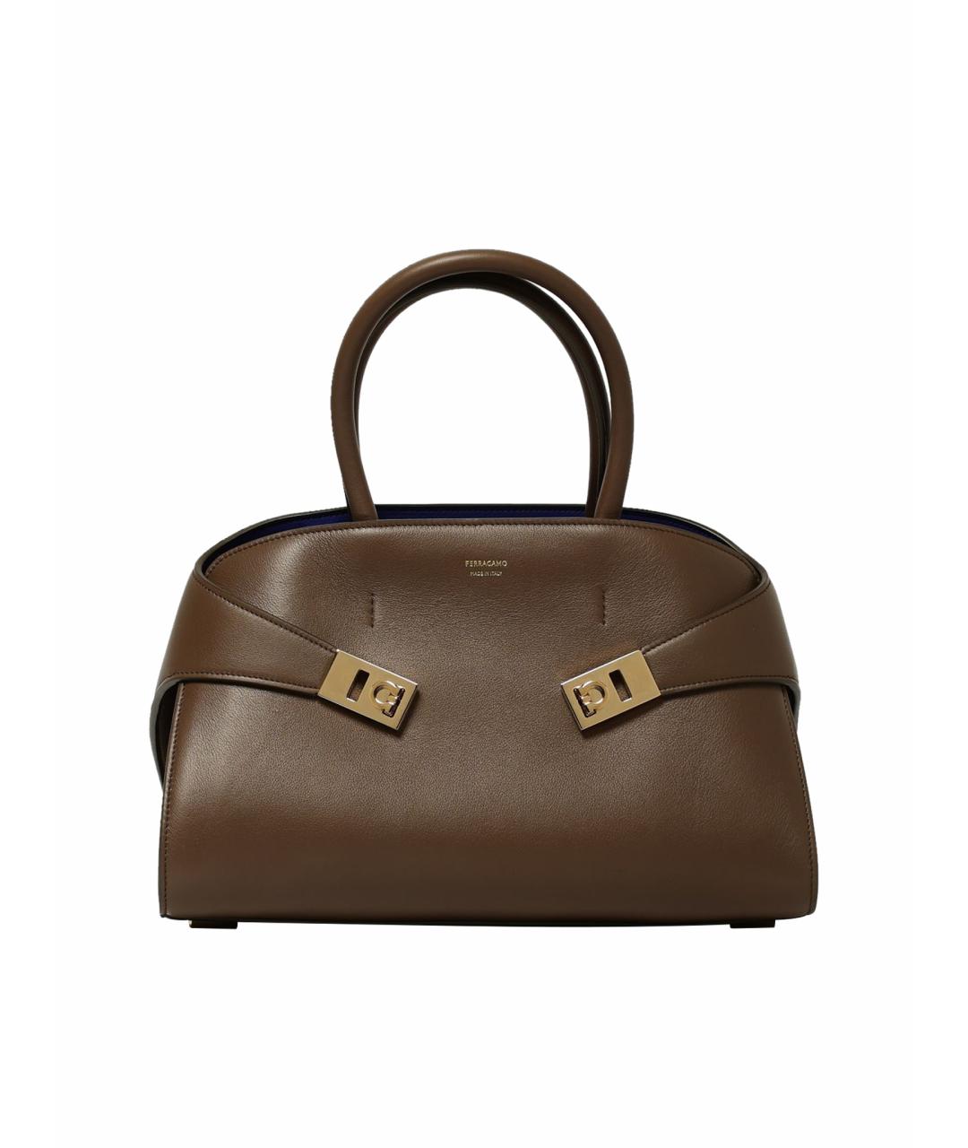 FERRAGAMO Коричневая кожаная сумка тоут, фото 1