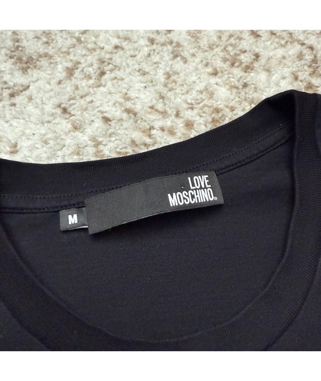 LOVE MOSCHINO Черная хлопковая футболка, фото 2