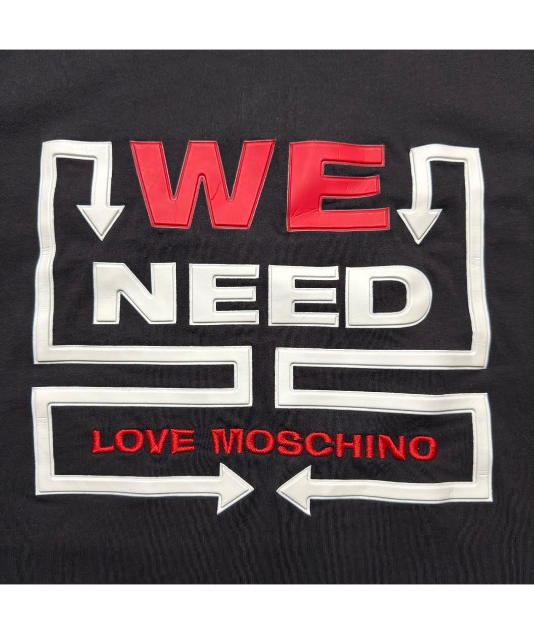 LOVE MOSCHINO Черная хлопковая футболка, фото 3