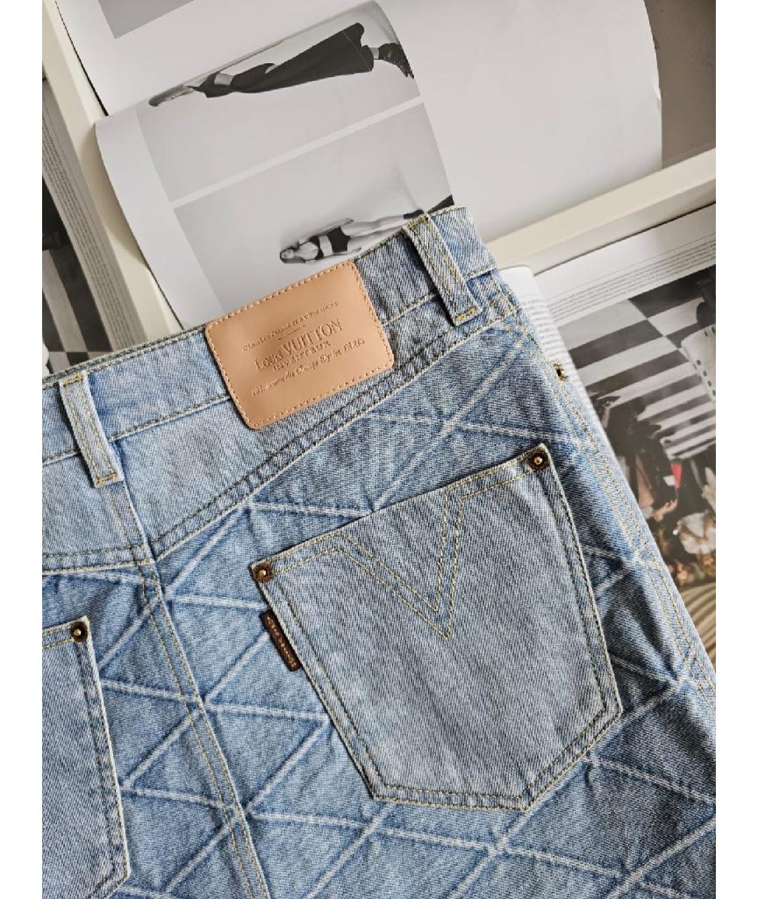 LOUIS VUITTON Синяя хлопковая юбка миди, фото 4
