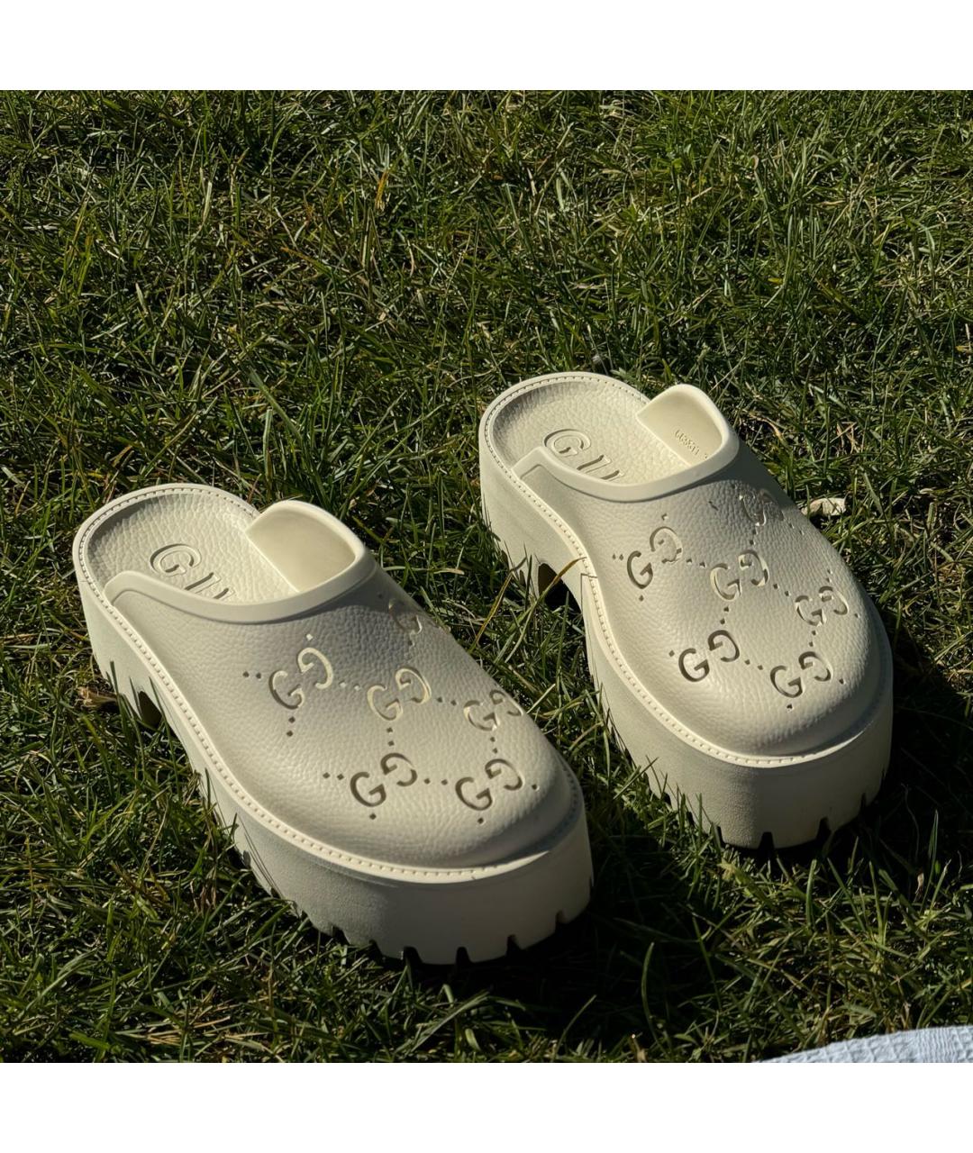 GUCCI Белые резиновые сабо, фото 7