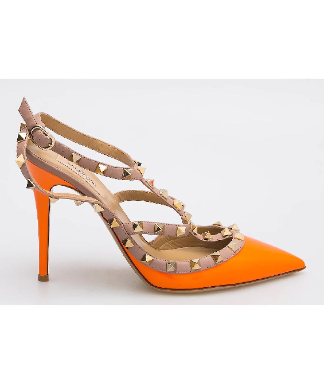 VALENTINO Оранжевое босоножки из лакированной кожи, фото 7