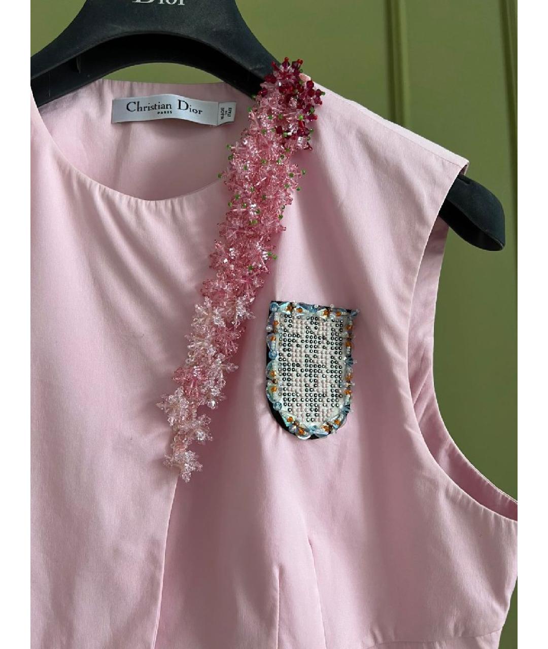 CHRISTIAN DIOR Розовая хлопковая майка, фото 3