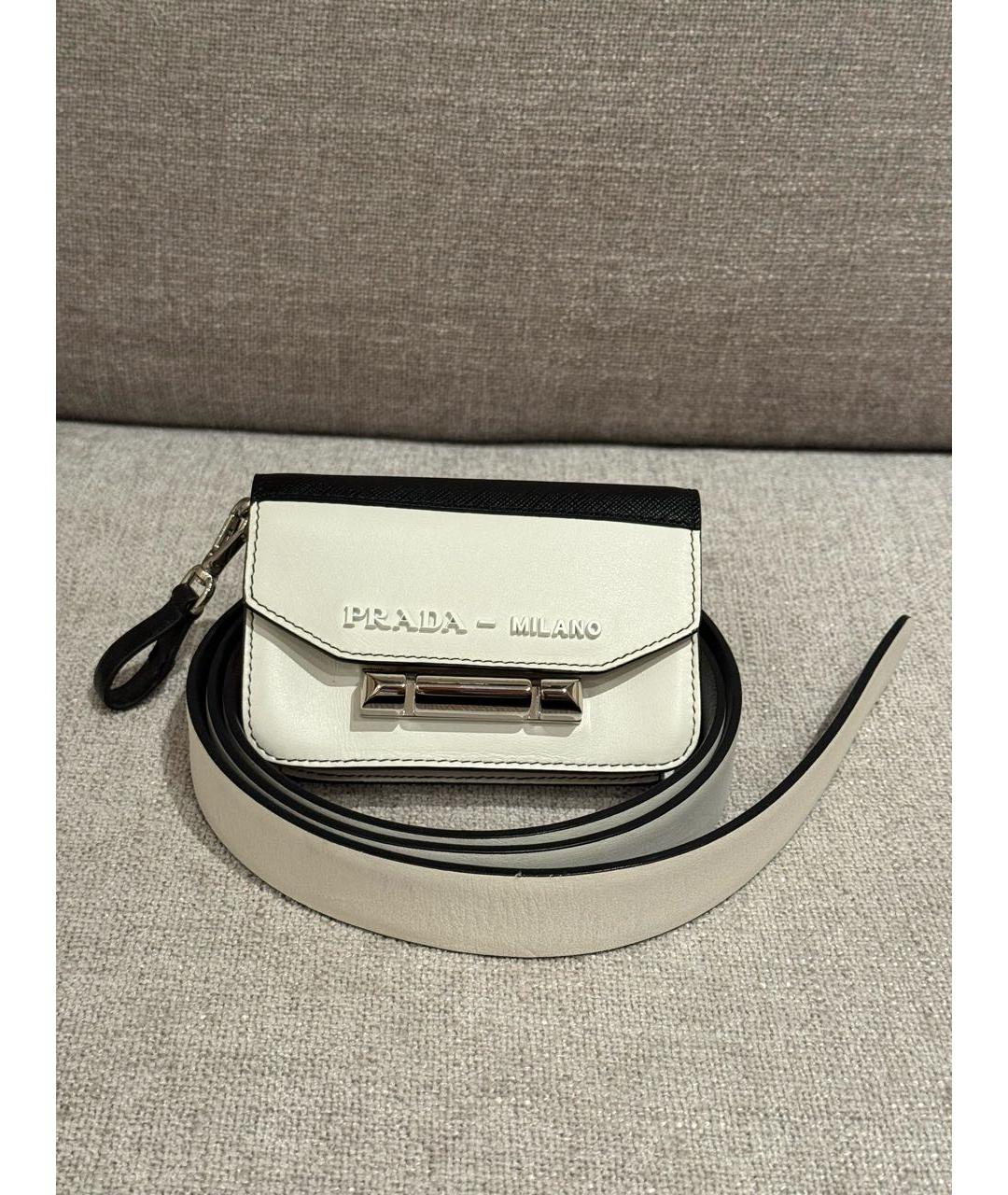 PRADA Белая кожаная поясная сумка, фото 9