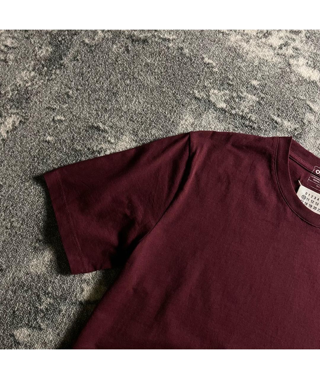 MAISON MARGIELA Бордовая хлопковая футболка, фото 4