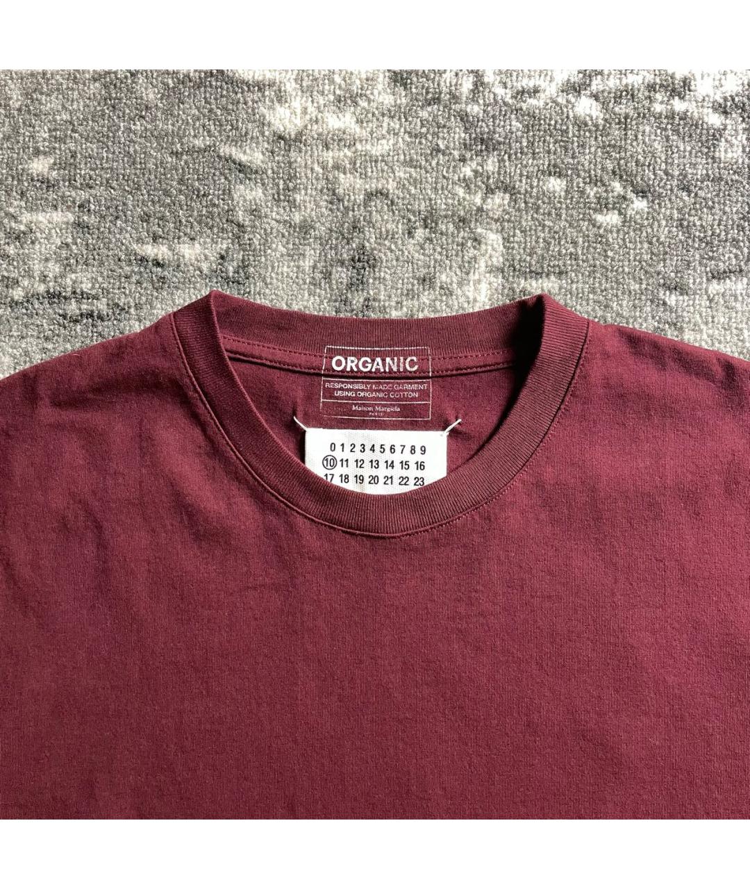 MAISON MARGIELA Бордовая хлопковая футболка, фото 3